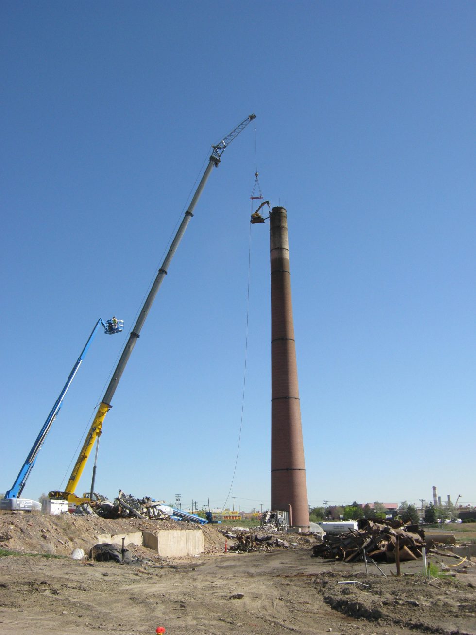 Old ASARCO smokestack demo