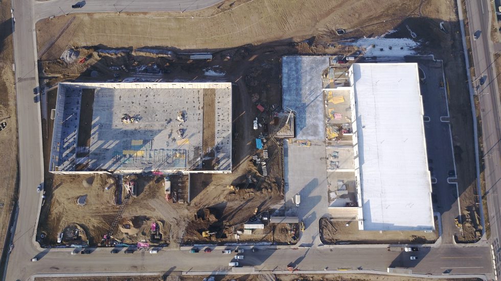 Bird's-eye view of Crossroads Commerce Park in progress