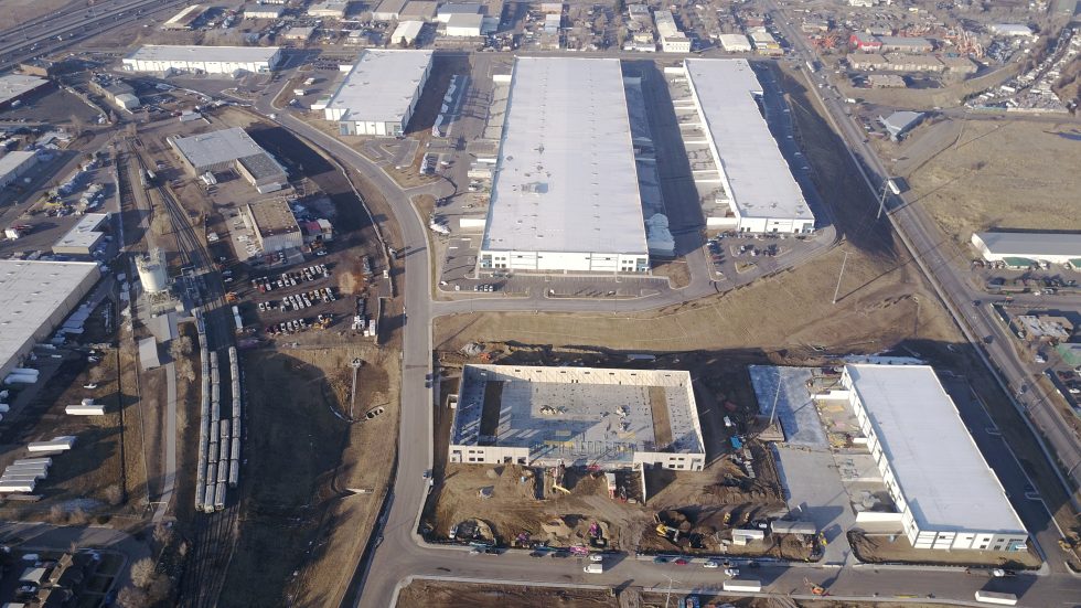 Aerial view of Crossroads Commerce Park in progress