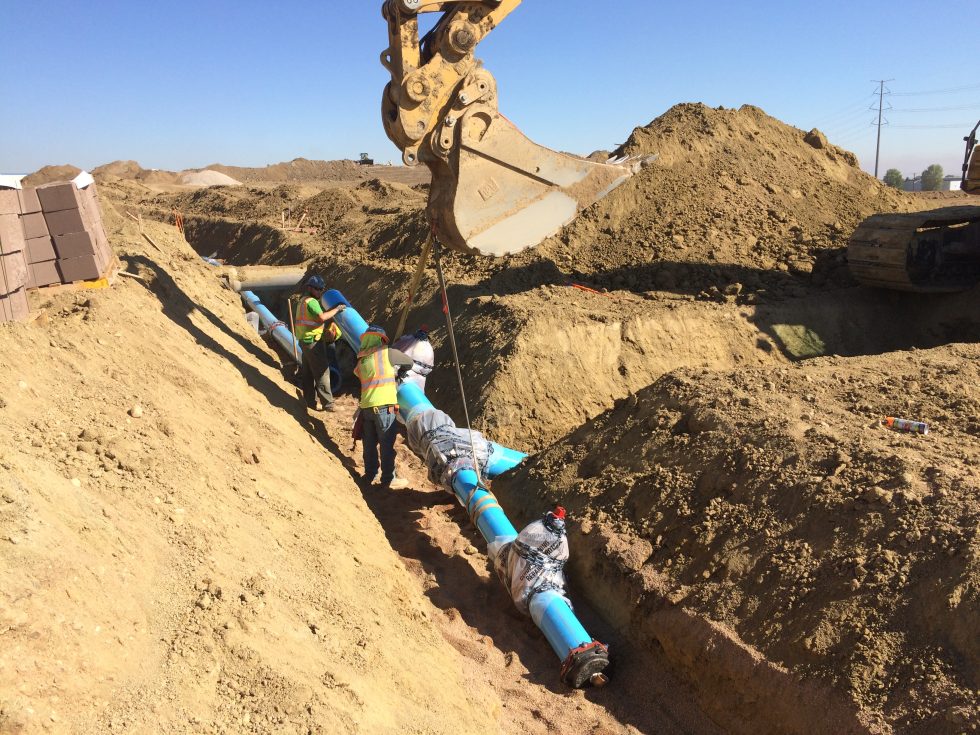 Crossroads Commerce Park, laying water line